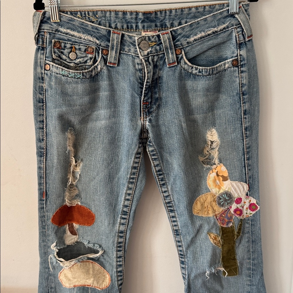 True Religion Ashbury patchwork flared denim Jean… - image 2